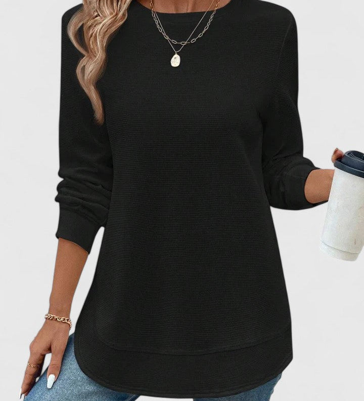 Valerie | Elegante Top met Ronde Hals en Lange Mouwen