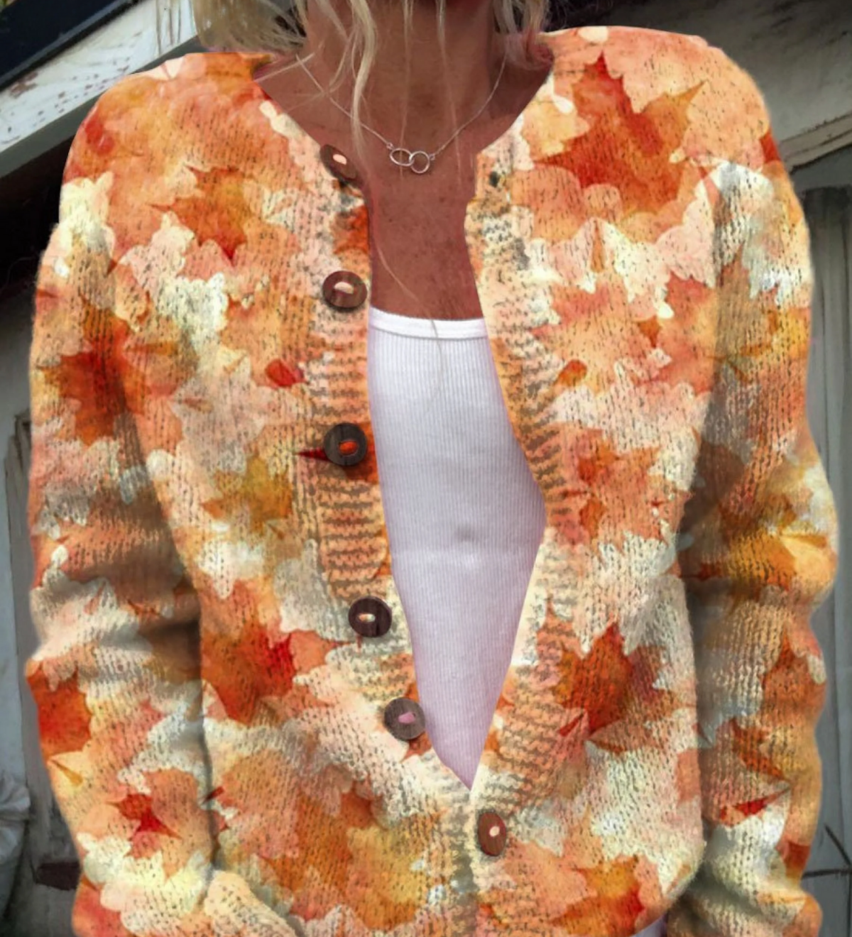 Nadia | Cardigan met herfst-esdoornblad