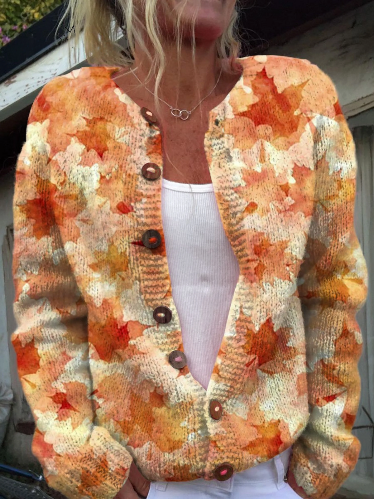 Nadia | Cardigan met herfst-esdoornblad
