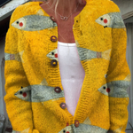 Astrid | Vintage cardigan met sardineprint