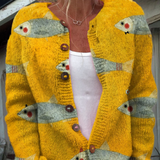Astrid | Vintage cardigan met sardineprint