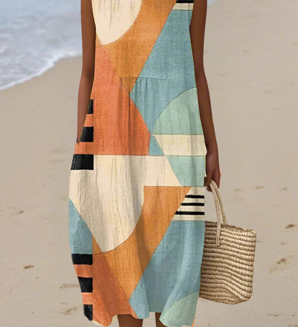 Iris - Veelzijdige meerkleurige midijurk