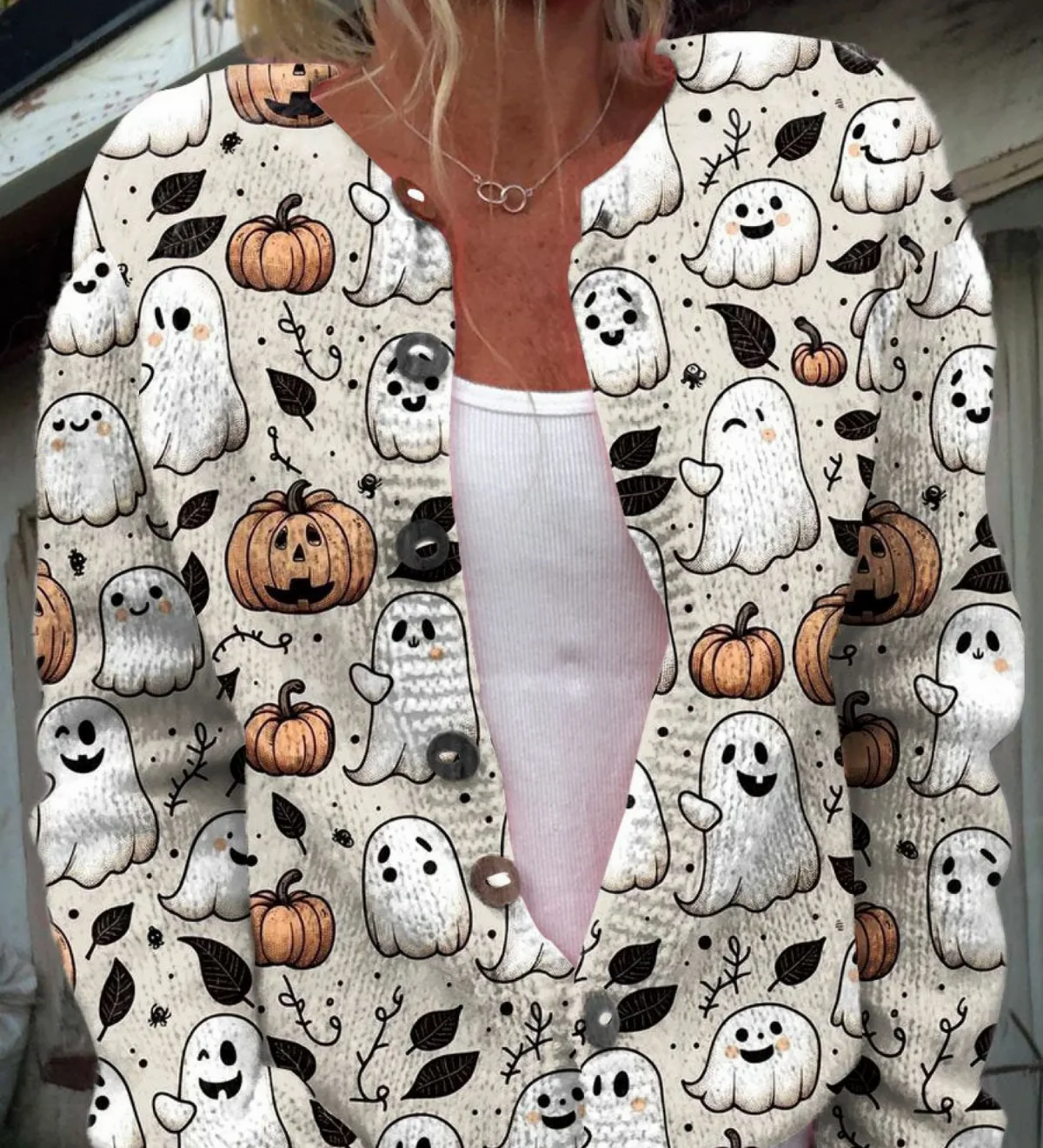 Lisa | Halloween-cardigan met geest