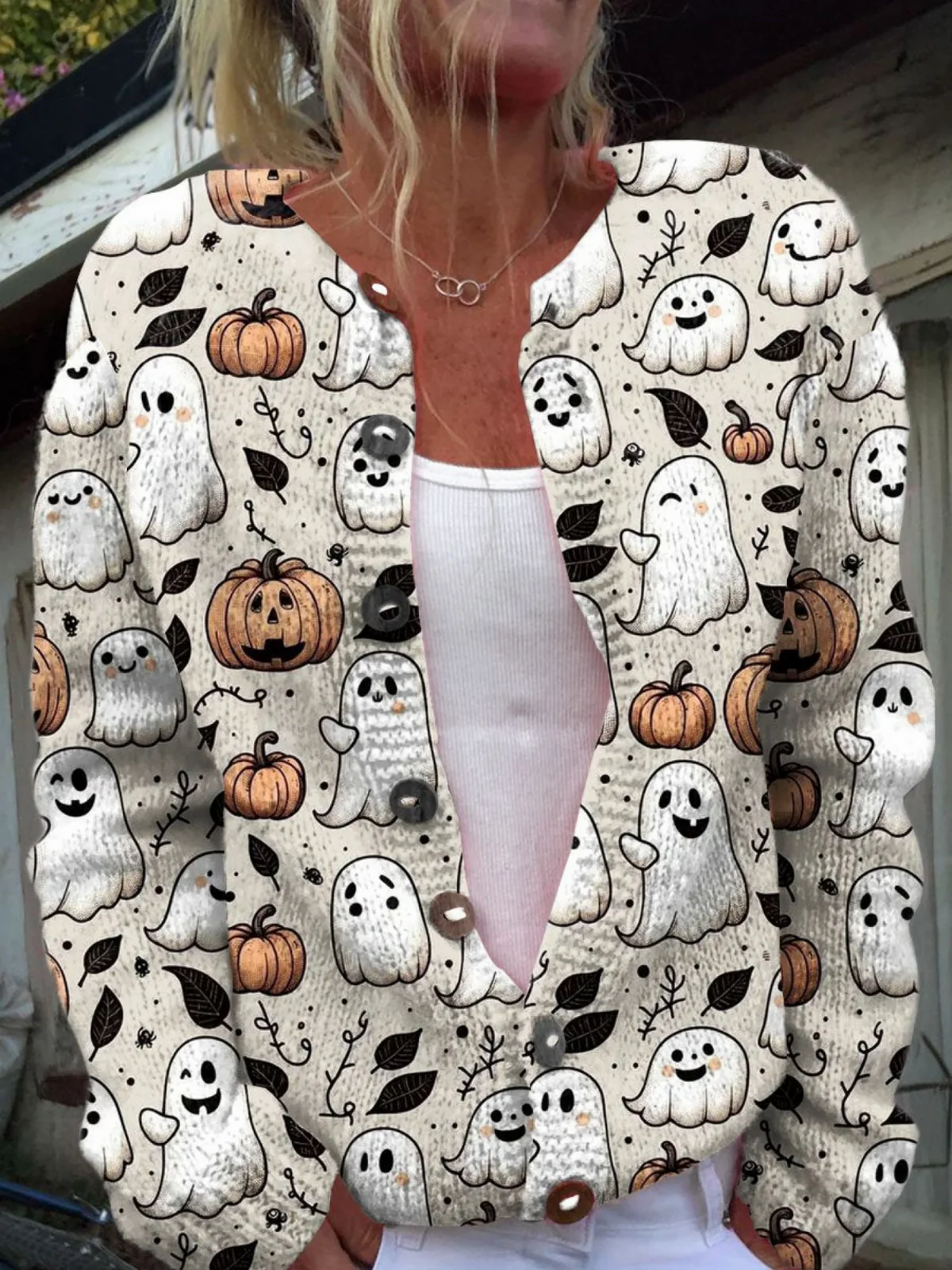 Lisa | Halloween-cardigan met geest