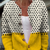 Suze | Gele cardigan met geometrische stippen