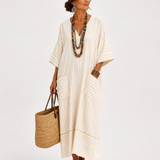 Caftán Farah Beige Rayas