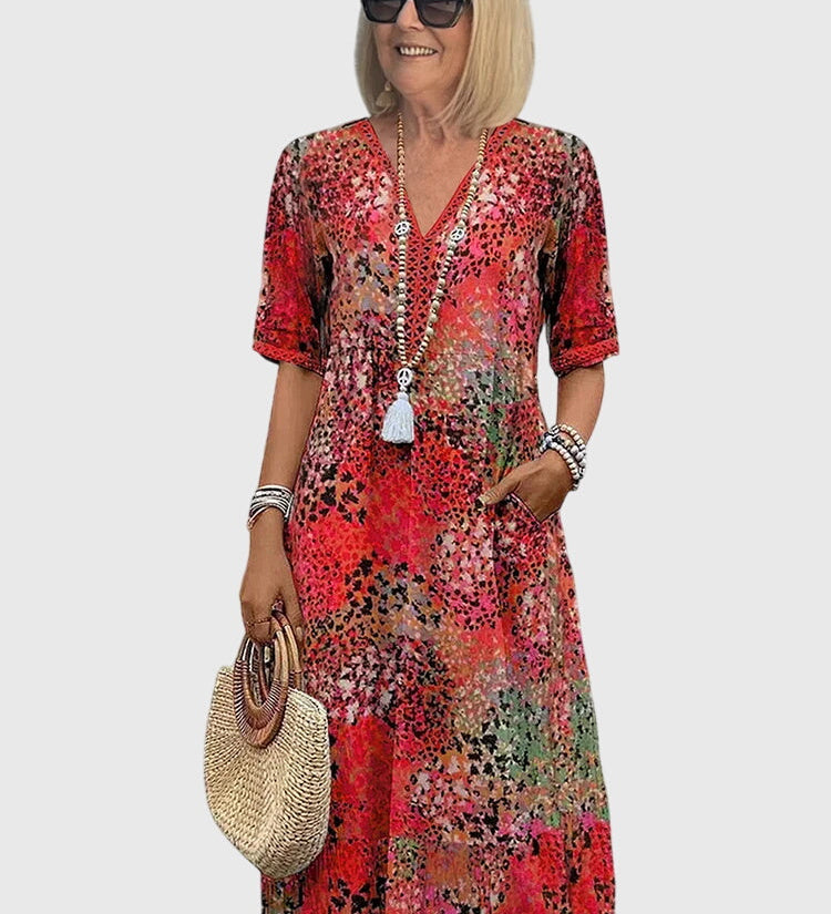 Anouk | Elegante Midi Bloemenjurk