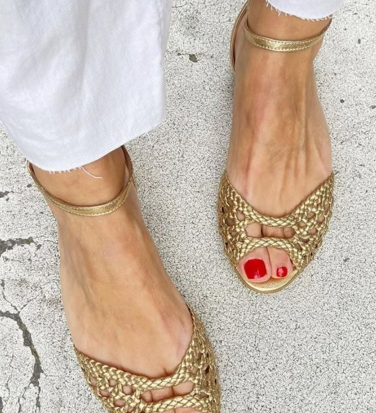 Isadora | Gouden Vlecht Sandalen