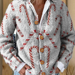Zoë | Feestelijke cardigan met zuurstokpatroon