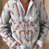 Zoë | Feestelijke cardigan met zuurstokpatroon