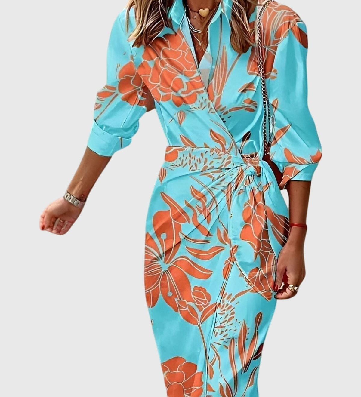Mijntje | Elegante Wikkeljurk met Print