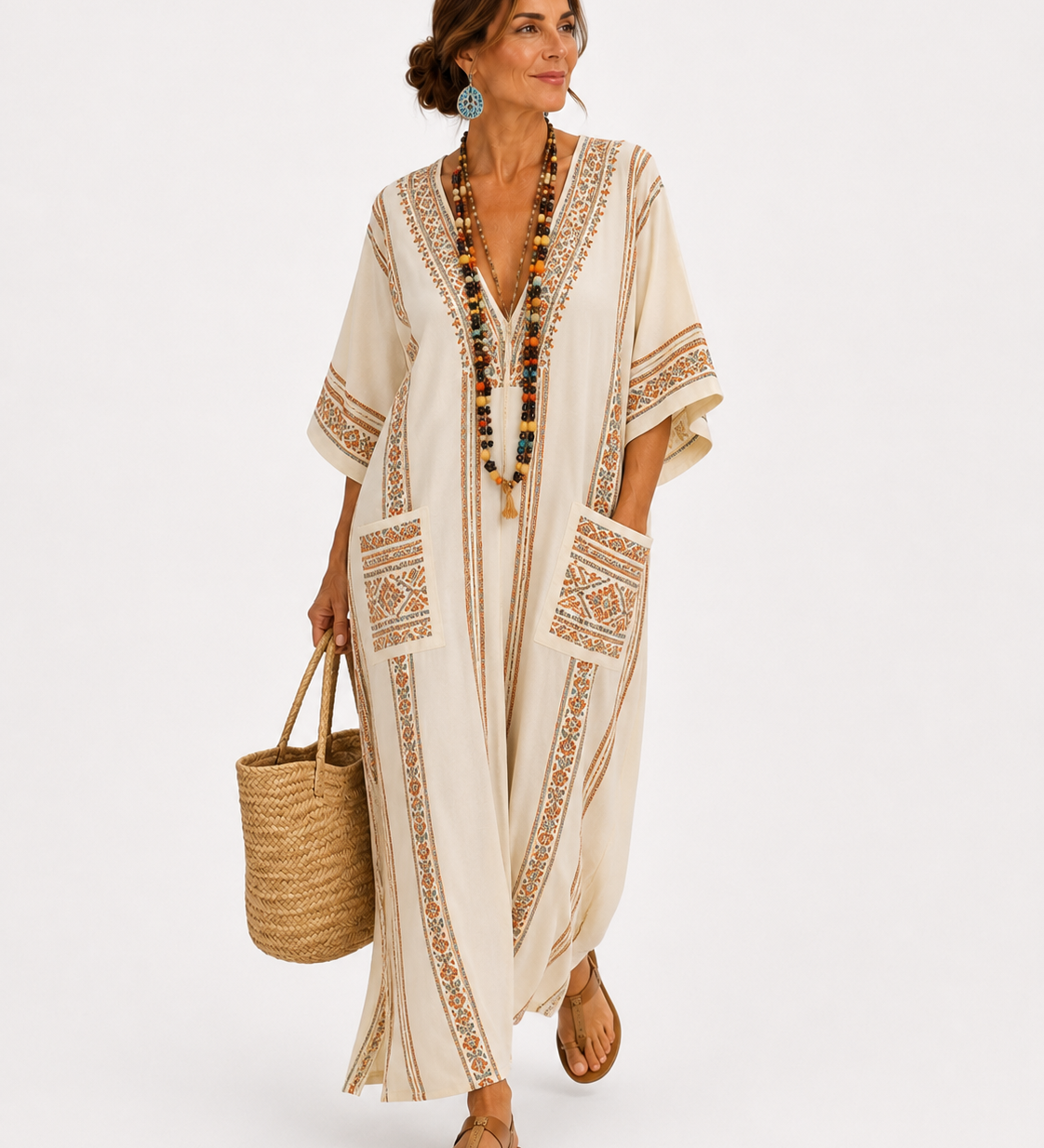 Caftán Dalia Beige Etnisch