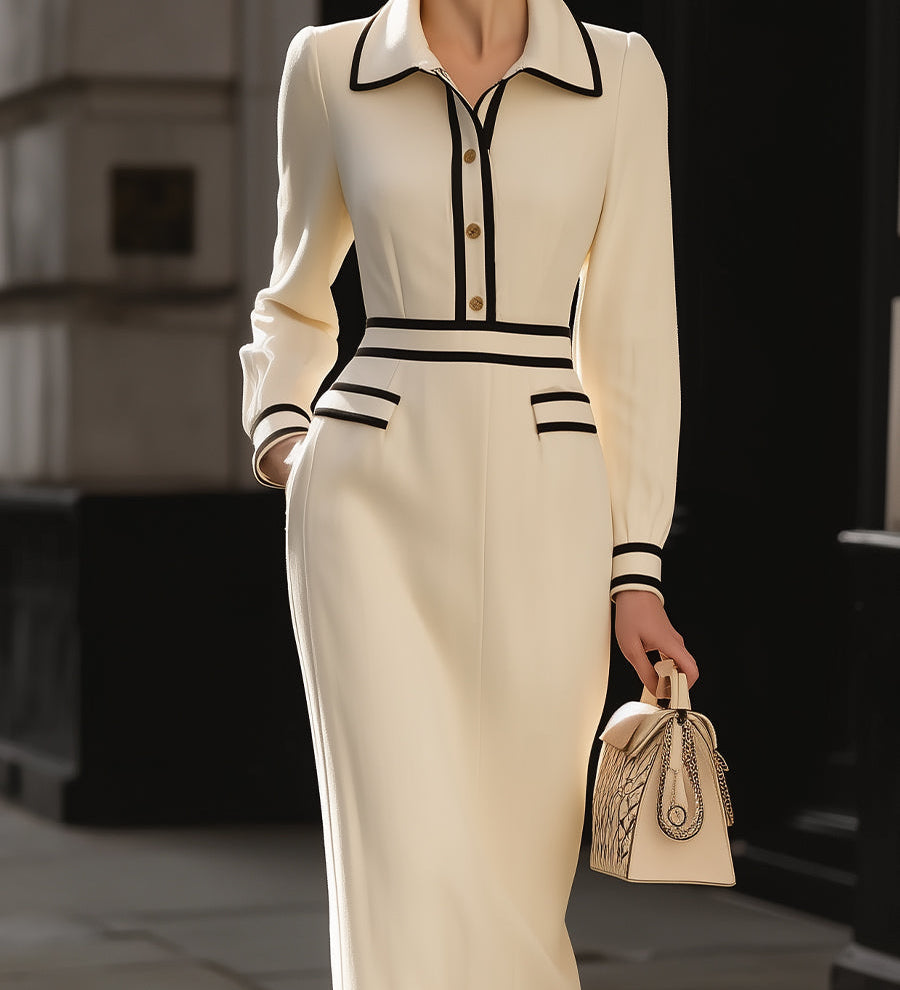 Lotte | Midi-jurk met Knopdetails