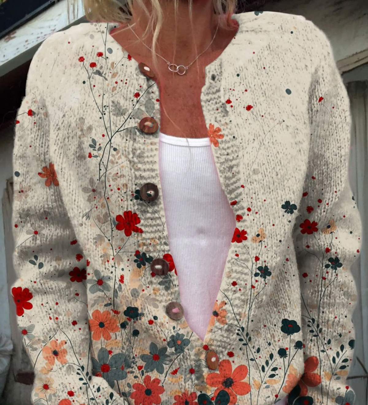 Julia | Vintage cardigan met bloemenkunst