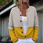 Suze | Gele cardigan met geometrische stippen