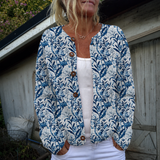 Elise | Elegante cardigan met blauw-witte bloemen