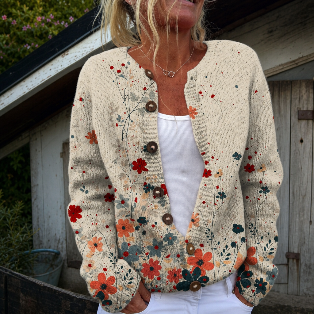 Julia | Vintage cardigan met bloemenkunst
