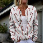 Zoë | Feestelijke cardigan met zuurstokpatroon