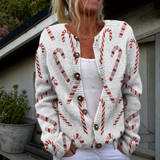 Zoë | Feestelijke cardigan met zuurstokpatroon