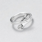 Verstelbare Zilveren Hug Ring
