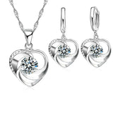 Hanger en Oorbellen van Sterling Zilver in Hartvorm