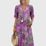 Sophie | Elegante Midi Bloemenjurk