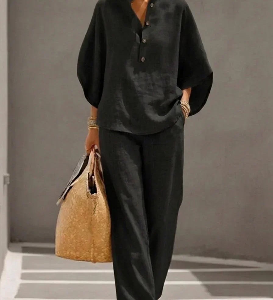 Immaculata | Linnen Set met Batwing Mouwen