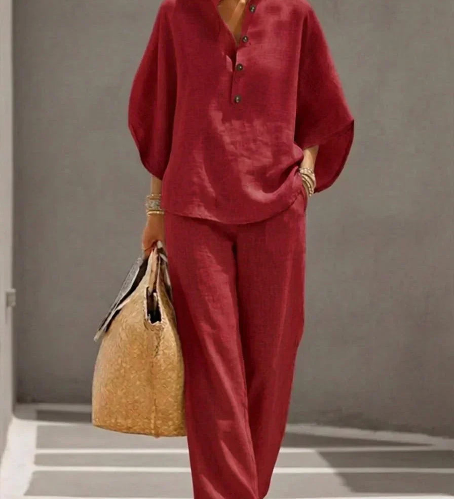 Immaculata | Linnen Set met Batwing Mouwen