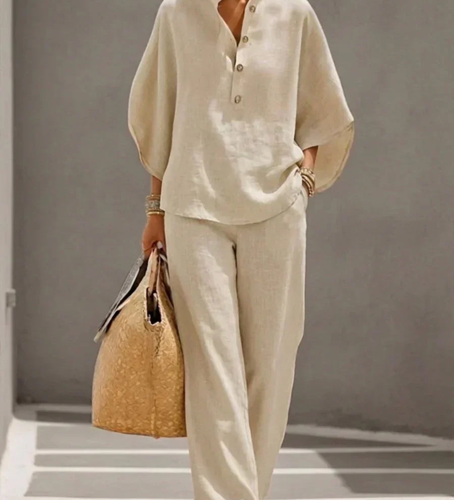 Immaculata | Linnen Set met Batwing Mouwen