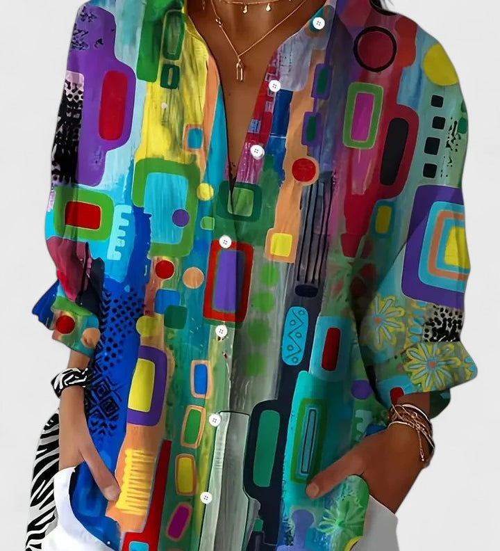 Silvia | Elegante Blouse met Geometrisch Patroon